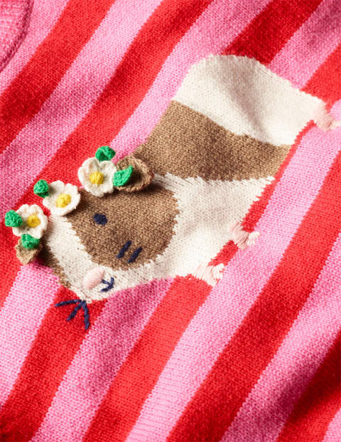 Guinea Pig Stripy Jumper - Formica Pink/ Poppy Red Guinea Pig Stripy Jumper - Formica Pink/ Poppy Red