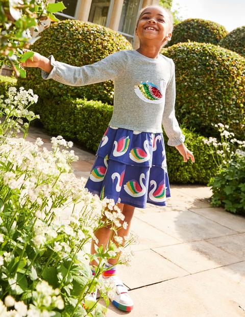 Kleid mit farbwechselnden Pailletten - Segelblau, Regenbogenschwan Kleid mit farbwechselnden Pailletten - Segelblau, Regenbogenschwan