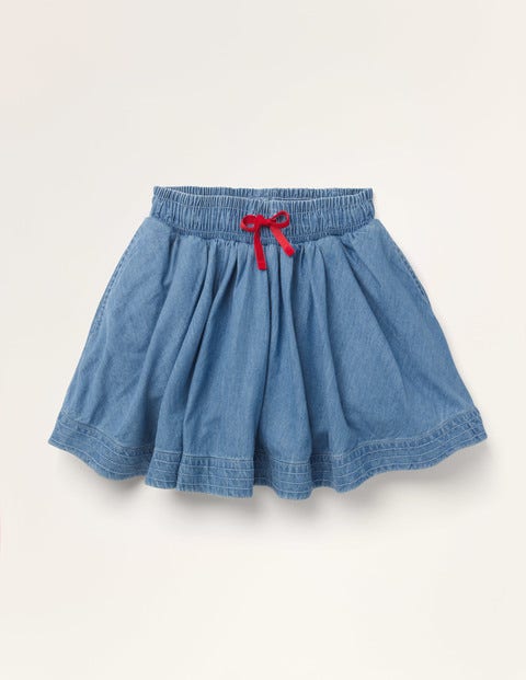 Woven Twirly Skirt - Light Vintage Denim Woven Twirly Skirt - Light Vintage Denim