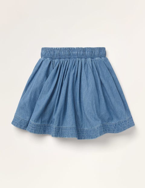 Woven Twirly Skirt - Light Vintage Denim