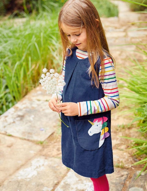 navy cord dungaree dress