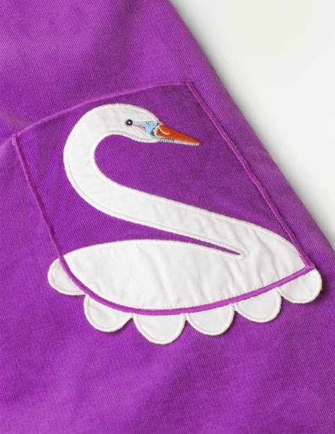 Cord-Schürzenkleid mit Taschen-Applikation - Violett, Schwan Cord-Schürzenkleid mit Taschen-Applikation - Violett, Schwan