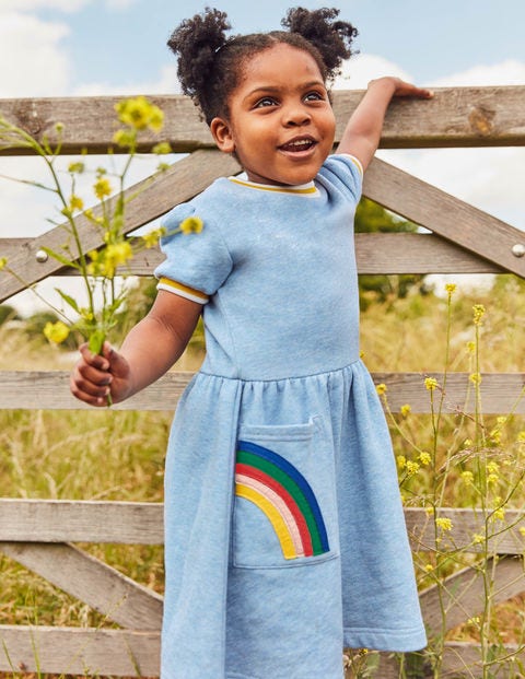 Appliqué Pocket Jersey Dress - Frosted Blue Appliqué Pocket Jersey Dress - Frosted Blue