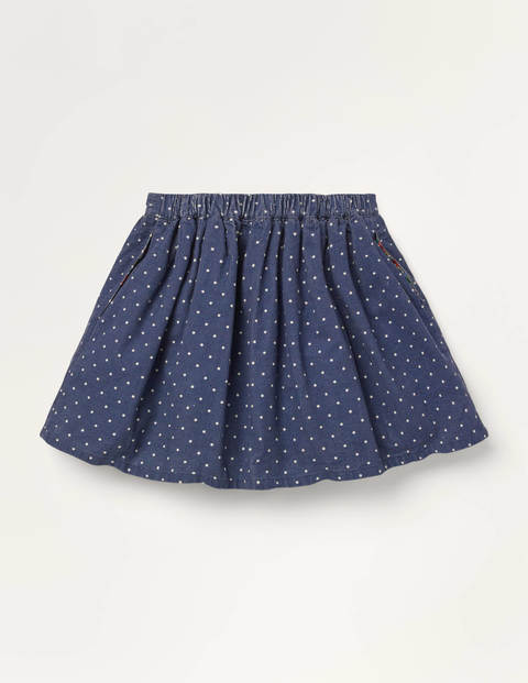 Fröhlicher Rock mit Rüschenapplikationen - Schuluniform-Navy, Schwäne Fröhlicher Rock mit Rüschenapplikationen - Schuluniform-Navy, Schwäne