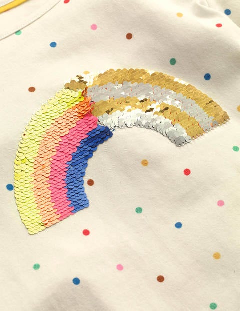 Colour-change Sequin T-shirt - Ivory Confetti Spot Rainbow Colour-change Sequin T-shirt - Ivory Confetti Spot Rainbow