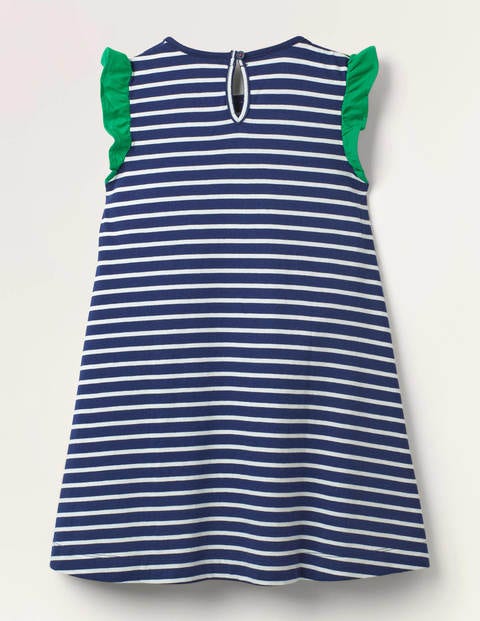 Kleid mit Flatterärmeln und Applikation - Segelblau/Naturweiß, Drache Kleid mit Flatterärmeln und Applikation - Segelblau/Naturweiß, Drache