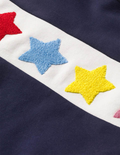 Cosy Hooded Jersey Dress - Starboard Blue Stars Cosy Hooded Jersey Dress - Starboard Blue Stars