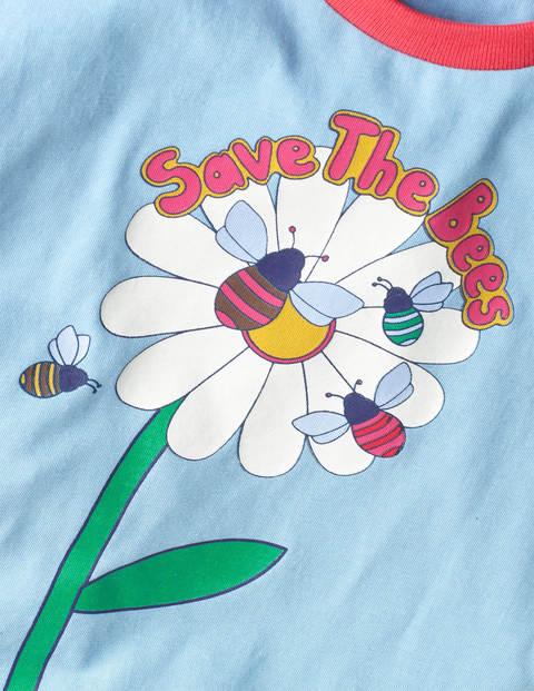 Rainbow Sleeve T-shirt - Frosted Blue Save the Bees Rainbow Sleeve T-shirt - Frosted Blue Save the Bees