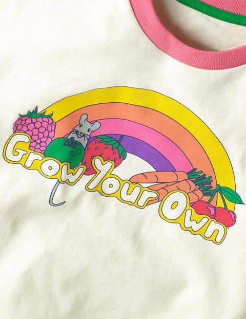 Rainbow Sleeve T-shirt - Ivory Grow Your Own Rainbow Sleeve T-shirt - Ivory Grow Your Own