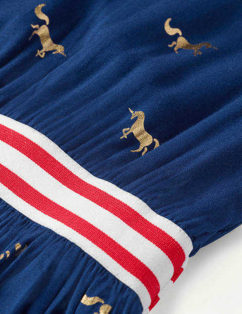 Foil Printed Waistband Dress - College Navy/Gold Unicorn Foil Printed Waistband Dress - College Navy/Gold Unicorn