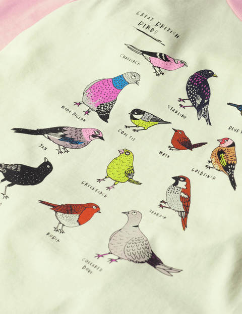 Raglan Logo T-shirt - Mini Me Boto Pink Birds Raglan Logo T-shirt - Mini Me Boto Pink Birds