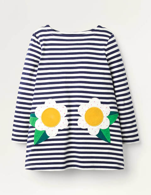 Appliqué Pocket Tunic - College Blue/Ivory Flower Appliqué Pocket Tunic - College Blue/Ivory Flower