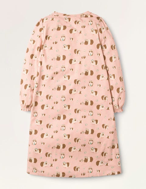 Printed Long-sleeved Nightie - Dusty Pink Guinea Pigs Printed Long-sleeved Nightie - Dusty Pink Guinea Pigs