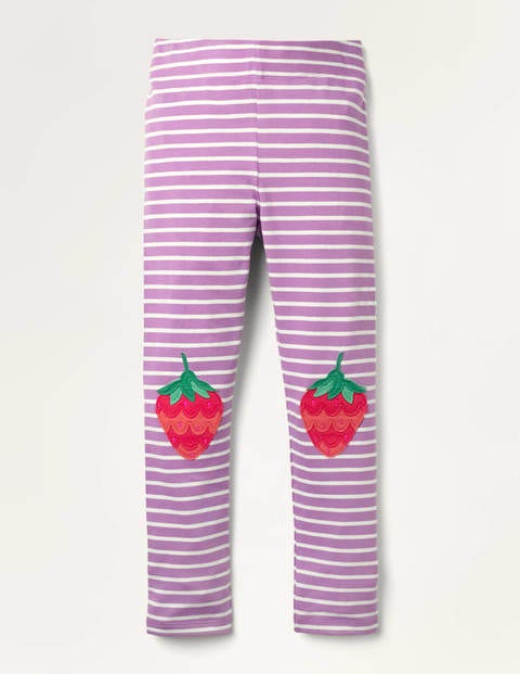 Fun Appliqué Leggings - Lupin Purple Strawberry Knees Fun Appliqué Leggings - Lupin Purple Strawberry Knees