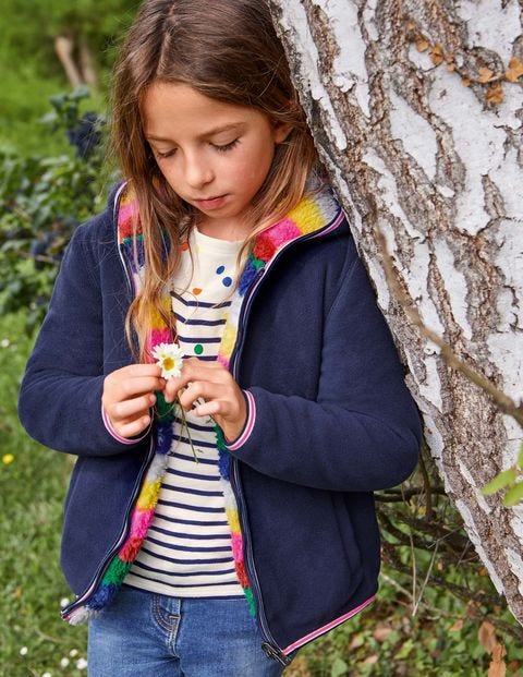 Sweat à capuche réversible en polaire cosy - Rayé multi Sweat à capuche réversible en polaire cosy - Rayé multi