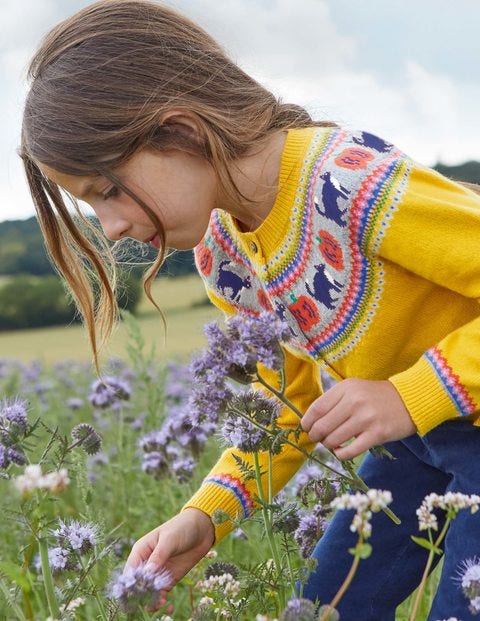 Cosy Fair Isle Cardigan - Honeycomb Yellow Cats Cosy Fair Isle Cardigan - Honeycomb Yellow Cats