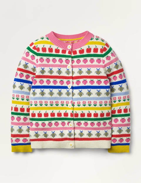 Fun Fair Isle Cardigan - Ecru Marl Fruit Fairisle Fun Fair Isle Cardigan - Ecru Marl Fruit Fairisle