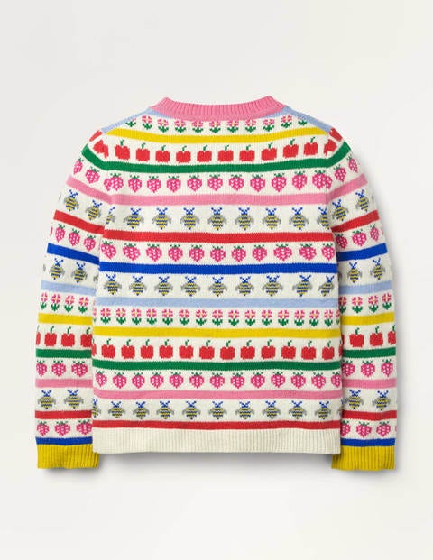 Fun Fair Isle Cardigan - Ecru Marl Fruit Fairisle Fun Fair Isle Cardigan - Ecru Marl Fruit Fairisle