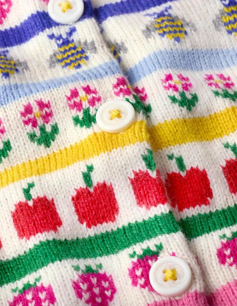 Fun Fair Isle Cardigan - Ecru Marl Fruit Fairisle Fun Fair Isle Cardigan - Ecru Marl Fruit Fairisle