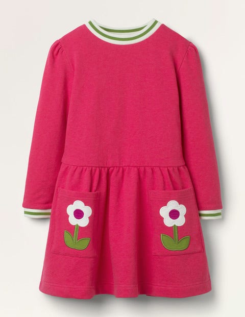 Appliqué Pocket Dress - Summer Berry Pink Appliqué Pocket Dress - Summer Berry Pink
