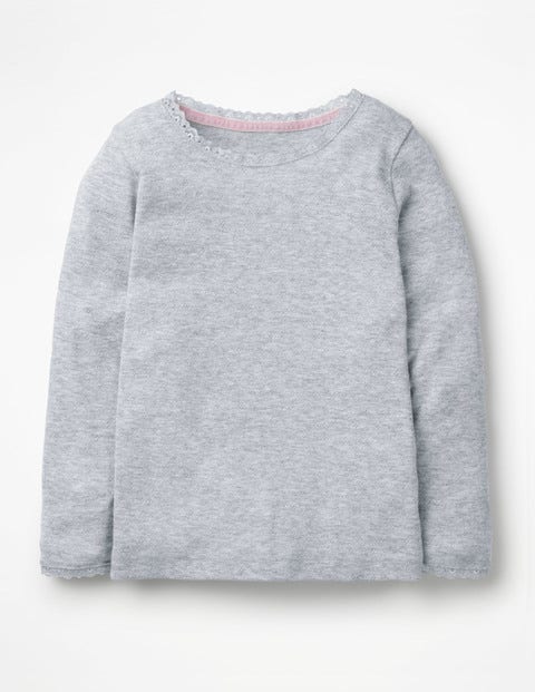 Supersoft Pointelle T-shirt - Grey Marl