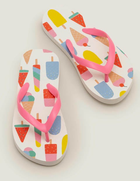 Gemusterte Flip-Flops - Weiß, Eiscreme Gemusterte Flip-Flops - Weiß, Eiscreme