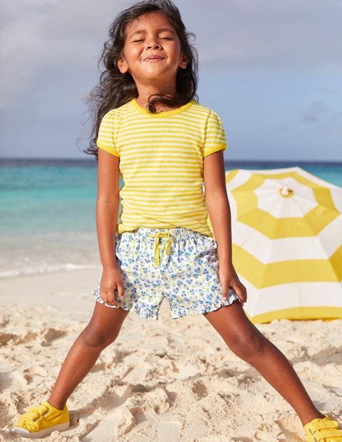 Short-Sleeved Pointelle Top - Daffodil Yellow/Ivory Short-Sleeved Pointelle Top - Daffodil Yellow/Ivory