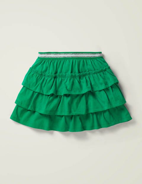Jersey-Skort mit Rüschen - Sattes Smaragdgrün Jersey-Skort mit Rüschen - Sattes Smaragdgrün