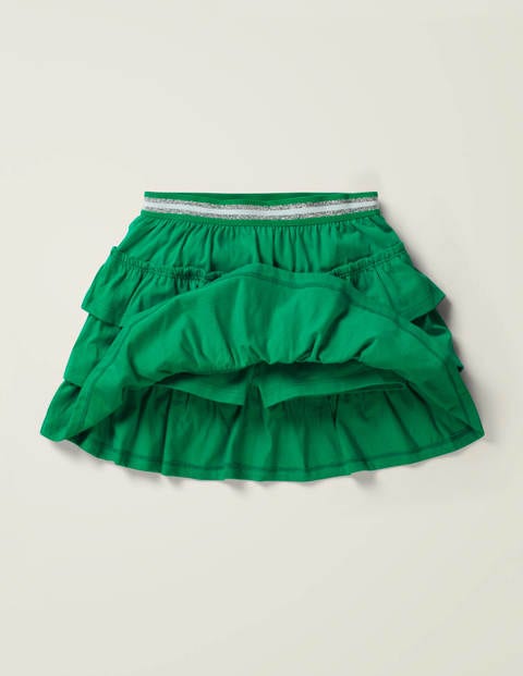 Jersey-Skort mit Rüschen - Sattes Smaragdgrün Jersey-Skort mit Rüschen - Sattes Smaragdgrün