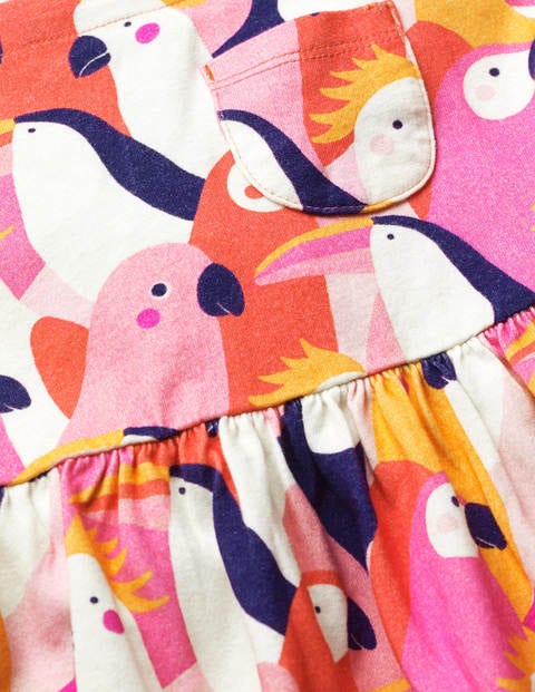 Fun Jersey Dress - Pink Lemonade Tropical Birds Fun Jersey Dress - Pink Lemonade Tropical Birds