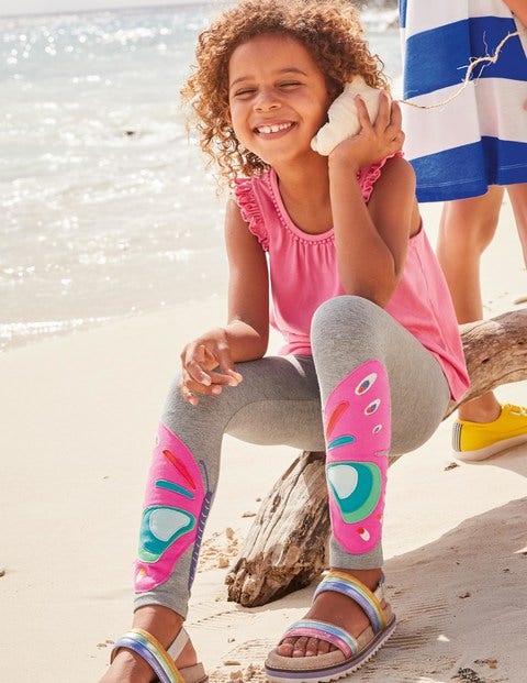 Appliqué Leggings - Grey Marl Butterfly Appliqué Leggings - Grey Marl Butterfly