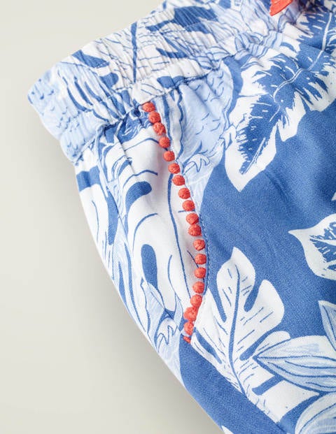 Relaxed Woven Trousers - Sky Blue Etched Parakeet Palm Relaxed Woven Trousers - Sky Blue Etched Parakeet Palm