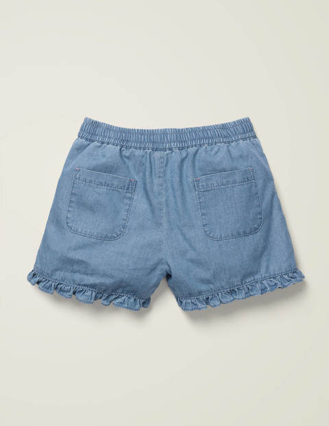 Frill Hem Shorts - Chambray Frill Hem Shorts - Chambray