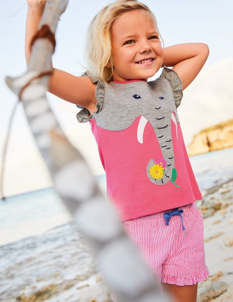 T-Shirt mit Flatterapplikation - Helles Pink, Elefant T-Shirt mit Flatterapplikation - Helles Pink, Elefant