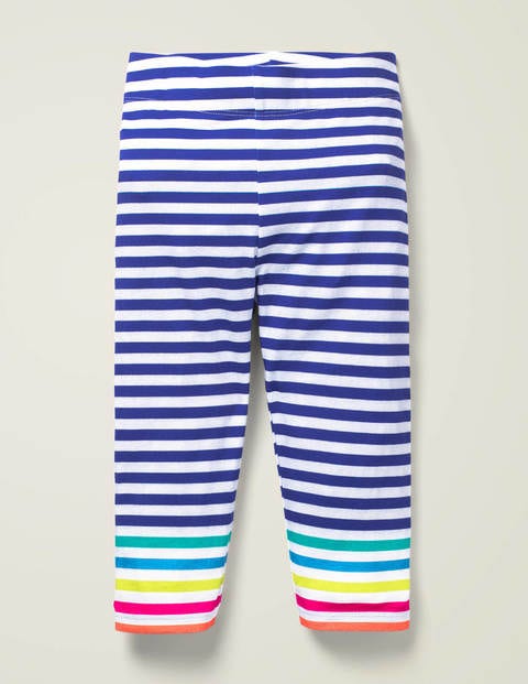 Fun Cropped Leggings - Bold Blue Multi Stripe Fun Cropped Leggings - Bold Blue Multi Stripe