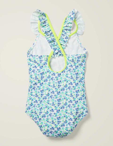 Back Detail Swimsuit - Sky Blue Vintage Floral Back Detail Swimsuit - Sky Blue Vintage Floral