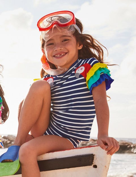 Novelty Rash Vest Set - Deep Sea Blue/ Ivory Parrots Novelty Rash Vest Set - Deep Sea Blue/ Ivory Parrots