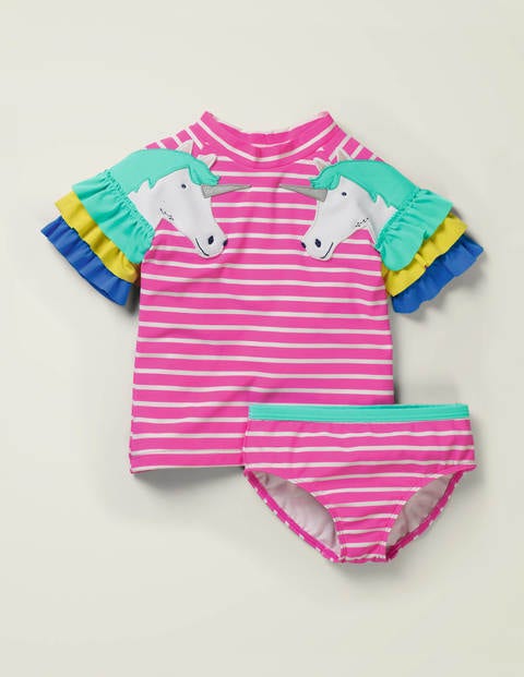 Originelles USF-Badeshirt-Set - Lilienrosa/Naturweiß, Einhörner Originelles USF-Badeshirt-Set - Lilienrosa/Naturweiß, Einhörner