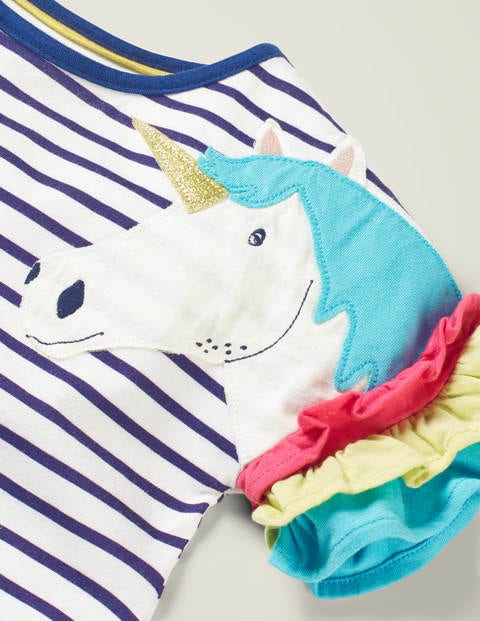 Flutter Sleeve Jersey Dress - Indigo Navy/ White Unicorn Flutter Sleeve Jersey Dress - Indigo Navy/ White Unicorn