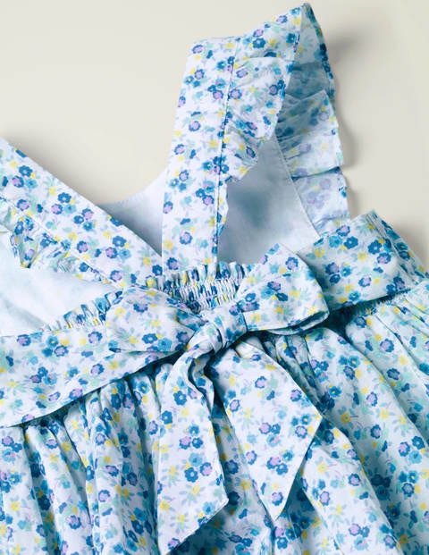 Gemustertes Webkleid Mit Trägern - Himmelblau/Violett, Blumenmuster Gemustertes Webkleid Mit Trägern - Himmelblau/Violett, Blumenmuster