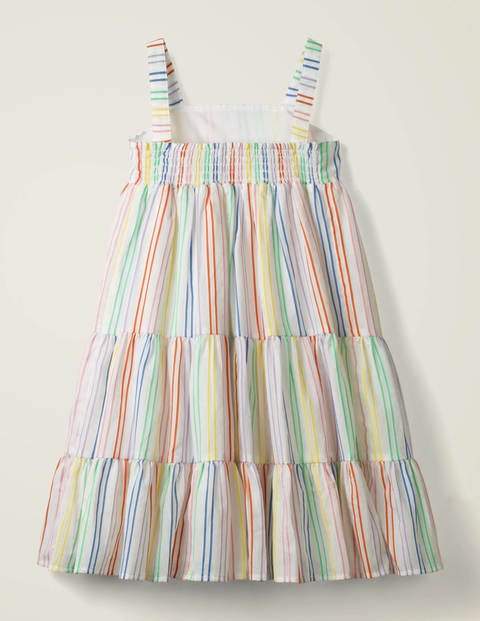 Tiered Stripe Summer Dress - Rainbow Stripe Tiered Stripe Summer Dress - Rainbow Stripe
