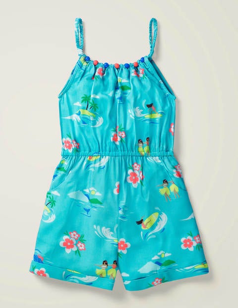 Bead Detail Romper - Corsica Blue Island Adventure Bead Detail Romper - Corsica Blue Island Adventure