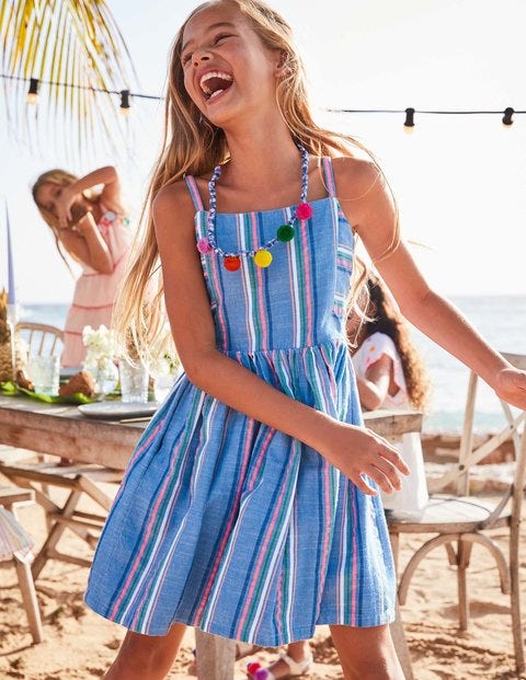 Stripe Woven Dress - Bright Blue/ Pink Lemonade Stripe Woven Dress - Bright Blue/ Pink Lemonade
