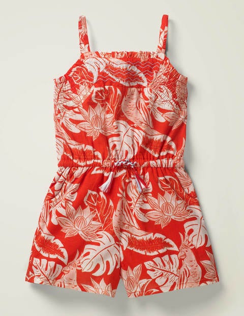 Easy Woven Romper - Mallow Red Parakeet Palm Easy Woven Romper - Mallow Red Parakeet Palm