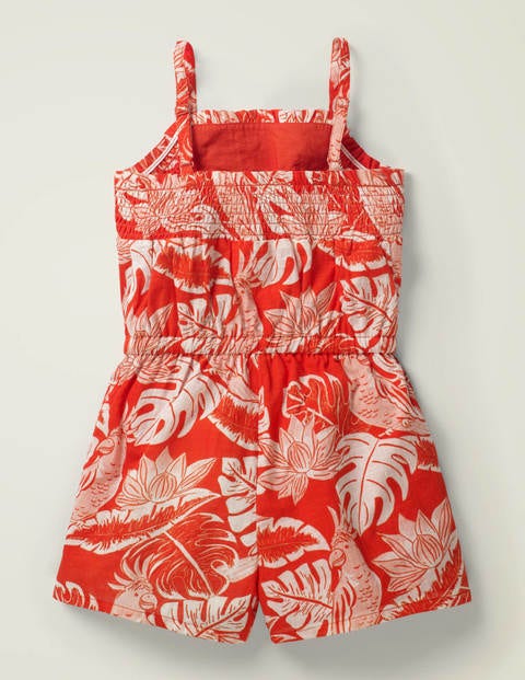 Easy Woven Romper - Mallow Red Parakeet Palm Easy Woven Romper - Mallow Red Parakeet Palm