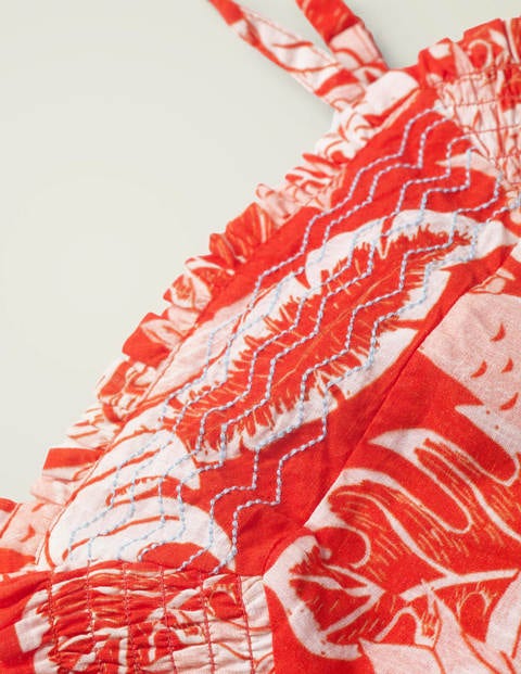 Easy Woven Romper - Mallow Red Parakeet Palm Easy Woven Romper - Mallow Red Parakeet Palm