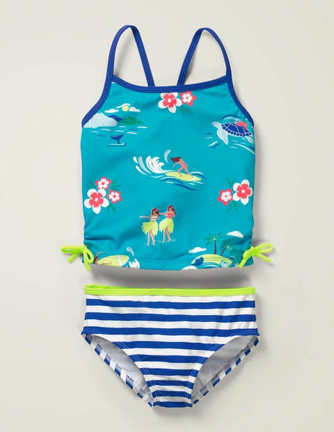 Ruched Tankini Set - Blue/Ivory Island Adventure Ruched Tankini Set - Blue/Ivory Island Adventure
