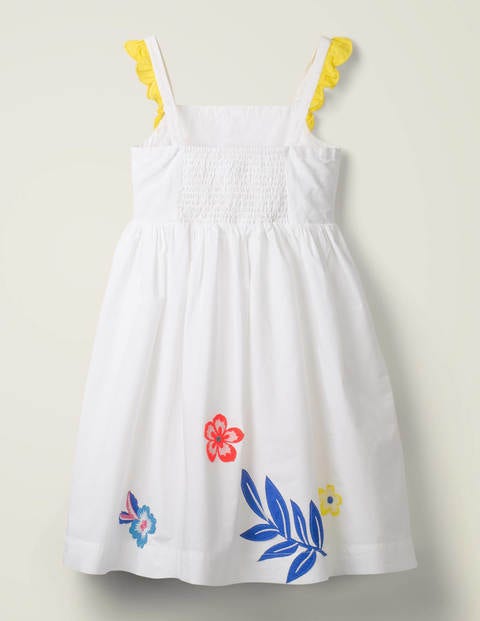 Embellished Frill Sleeve Dress - White Floral Embellished Frill Sleeve Dress - White Floral