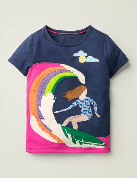 Action Appliqué T-shirt - College Navy Surfing Action Appliqué T-shirt - College Navy Surfing