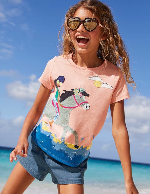 Fun Girl Appliqué T-Shirt - Provence Dusty Pink Riding